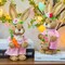 2Pack Easter Bunny Decorations Indoor, 14 Inch Straw Standing Bunny with Carrot Tabletop Figurine, Easter Rabbits Status for Home Farmhouse Spring Decor